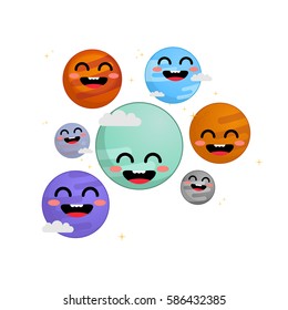 Trappist-1 system cute vector illustration