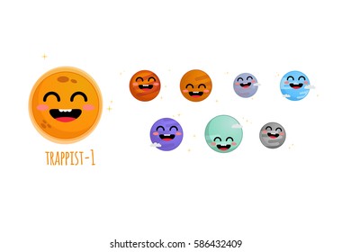 Trappist-1 system cute vector illustration