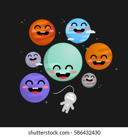 Trappist-1 system cute vector illustration