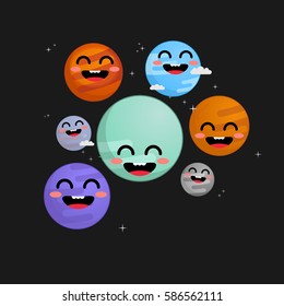 Trappist-1 system cute vector illustration