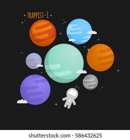Trappist-1 system vector illustration