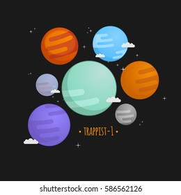 Trappist-1 system vector illustration