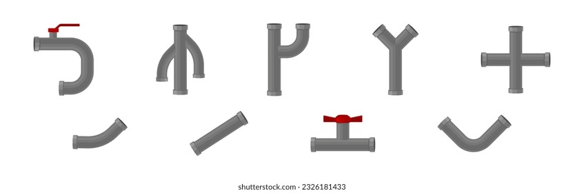 Traps as Shaped Pipe and Plumbing Fixture Vector Set