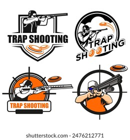 Trapshooting sport logo design bundle template.