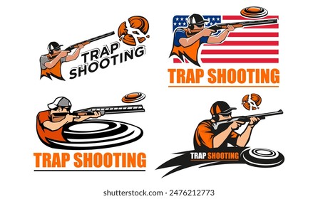 Trapshooting sport logo design bundle template.