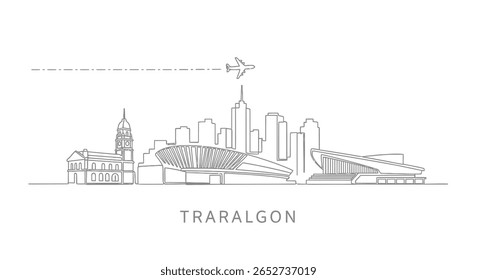 Traralgon Skyline Minimal Line Art.