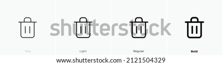 trash alt icon. Thin, Light Regular And Bold style design isolated on white background