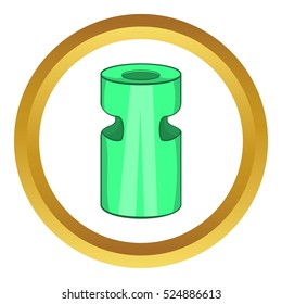 Trash ashtray vector icon in golden circle, cartoon style isolated on white background