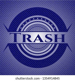 Trash badge with denim texture
