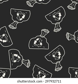 trash bag doodle seamless pattern background