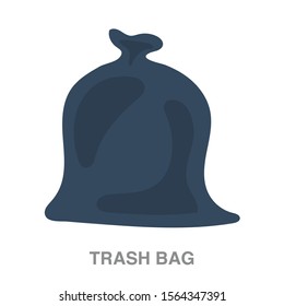 Trash bag flat icon on white transparent background. You can be used trash bag icon for several purposes.