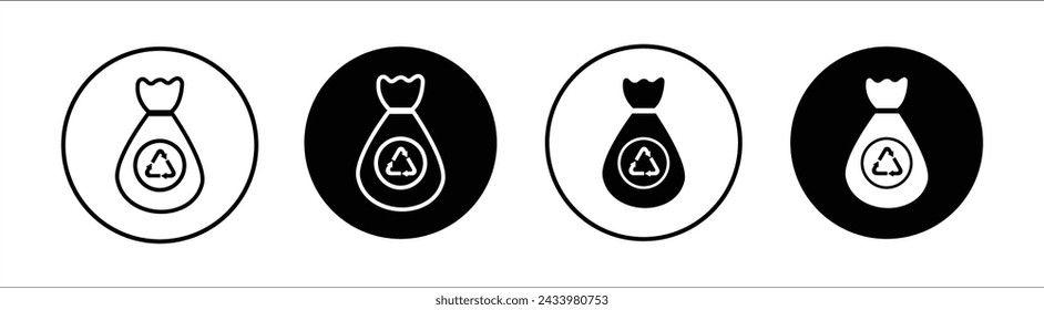 Trash bag flat line icon set. Trash bag Thin line illustration vector