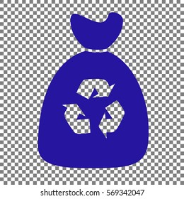 Trash bag icon. Blue icon on transparent background.