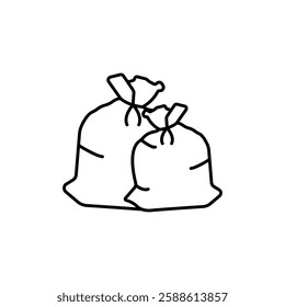 Trash bag icon Flat illustration sign