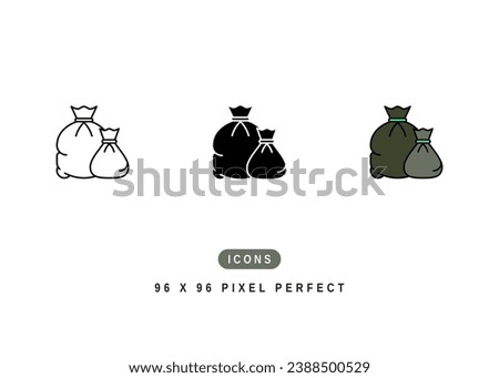 Trash Bag Icon. Garbage Plastic Rubbish Pack Symbol Stock Illustration. Vector Line Icons For UI Web Design And Presentation