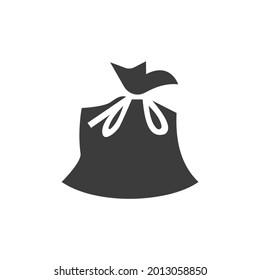 Trash Bag Icon Isolated on Black and White Vector Graphic
