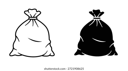 Icono de la bolsa de basura. Línea con trazo editable y plano para el Web