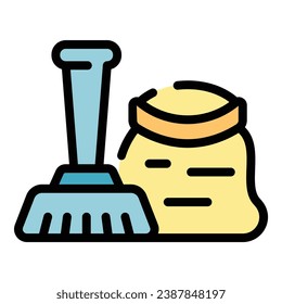 Vector de contorno del icono de la bolsa de la basura. Basura. La basura puede colorear