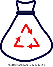Trash bag  icon. Recycling garbage bag simple line vector icon. Replaceable vector design.