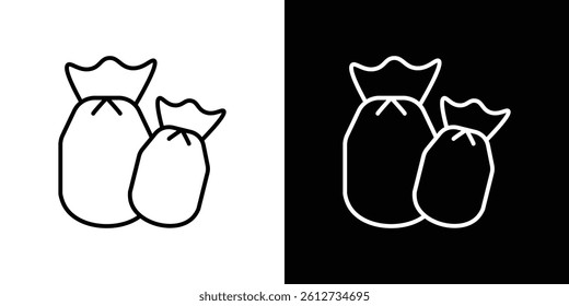 Trash bag icon set. Black illustration isolated for graphic and web design