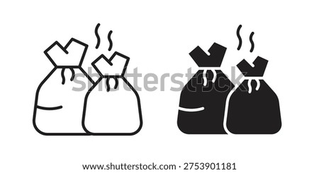 Trash bag icon in a simple line art style. EPS10