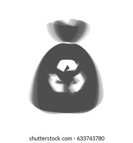 Trash bag icon. Vector. Gray icon shaked at white background.