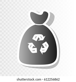 Trash bag icon. Vector. New year blackish icon on transparent background with transition.