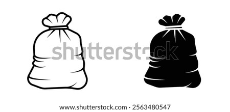 Trash bag icons in outline and fill. vector illustration for ui.