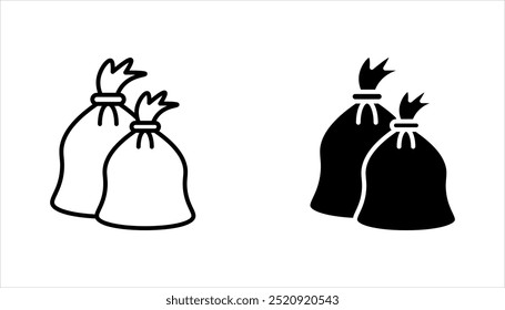 Trash bag outline icon collection or set. Trash bag Thin vector line art, vector illustration on white background