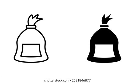 Colección o conjunto de iconos de contorno de bolsa de basura. Bolsa de basura Delgado arte de línea de Vector, Ilustración vectorial sobre fondo blanco