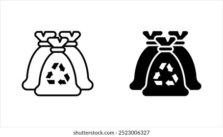 Trash bag outline icon collection or set. Trash bag Thin vector line art, vector illustration on white background