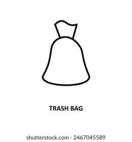 icono de contorno de bolsa de basura.  Icono de línea fina de la colección de limpieza. Vector editable aislado sobre fondo blanco