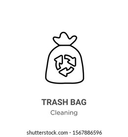 Trash bag outline vector icon. Thin line black trash bag icon, flat vector simple element illustration from editable cleaning concept isolated on white background