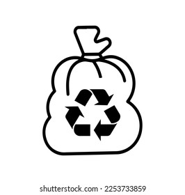 trash bag with recycle symbol icon vector isolated on background