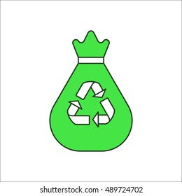 Trash bag sign flat symbol icon on background