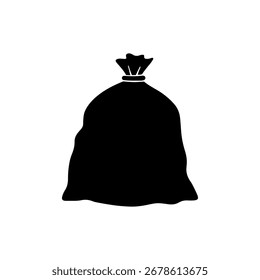 Trash bag silhouette icon vector flat design.