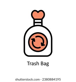 Trash Bag  vector Filled outline Design illustration. Symbol on White background EPS 10 File 