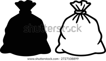 Trash bag vector icon on a white background. Sack bag, Plastic bag, Garbage sack, Trash bag icon symbol, Waste disposal, Vector illustration.