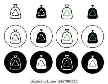 Trash bag vector icon set in black color. Suitable for apps and website UI designs