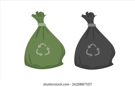 Ilustração de vetor de saco de lixo em estilo cartoon. Lixo, saco de lixo. Limpeza fornece vetor plano isolado no fundo branco.