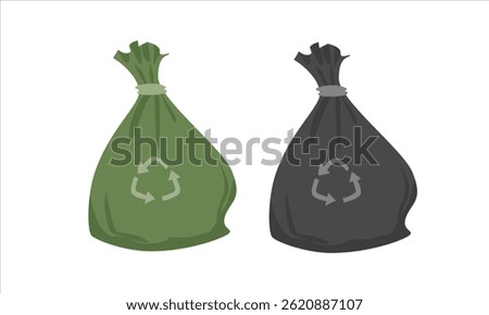 Trash bag vector illustration in cartoon style. Rubbish, garbage bag. Cleaning supplies flat vector isolated on white background.