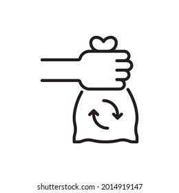 Trash bag vector outline icons style illustration. EPS 10 file