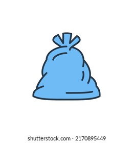 Vector de bolsa de basura Concepto de goma icono azul o símbolo