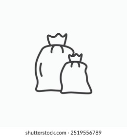 Trash bagline in Thin line black color. flat simple vector symbols illustration.