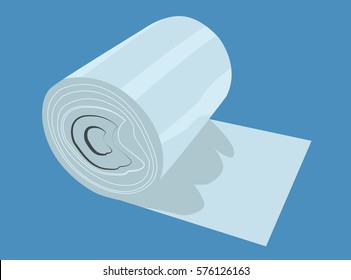 Trash bags roll realistic vector illustration isolated