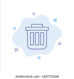Trash, Basket, Bin, Can, Container, Dustbin, Office Blue Icon on Abstract Cloud Background