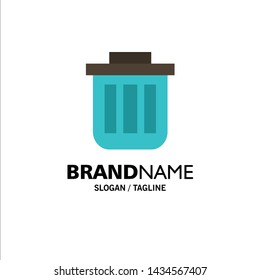 Trash, Basket, Bin, Can, Container, Dustbin, Office Business Logo Template. Flat Color