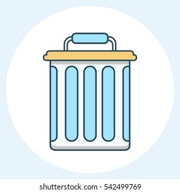  Trash basket flat line icon.