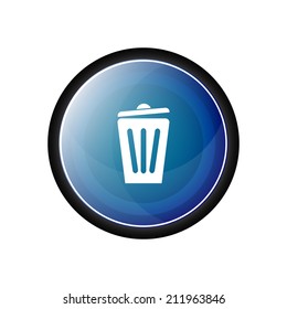 Trash basket glossy vector icon, button