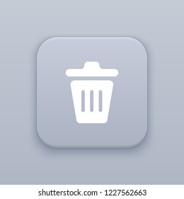 Trash, Basket, gray vector button with white icon on gray background